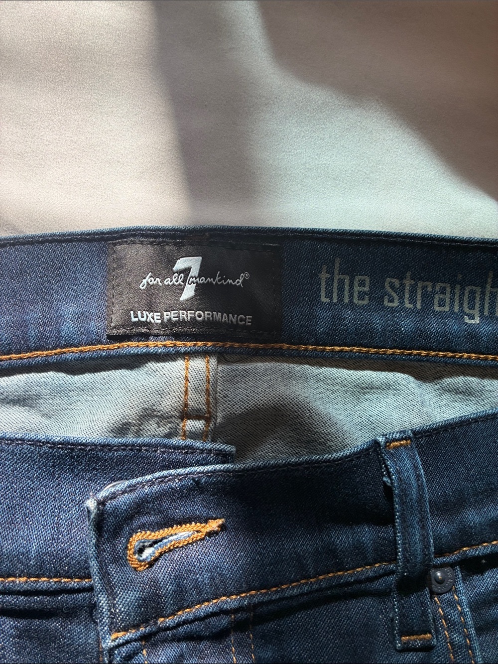 7 For All Mankind Men's Straight Jeans in Dark Blue Denim